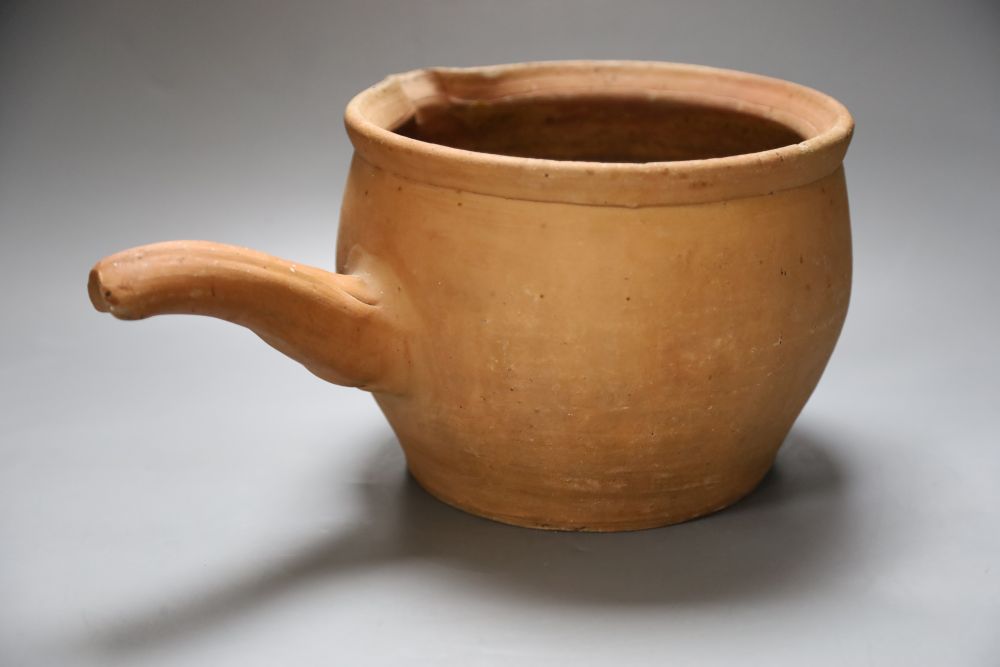A late 19th century terracotta Verwood pipkin, height 17cm